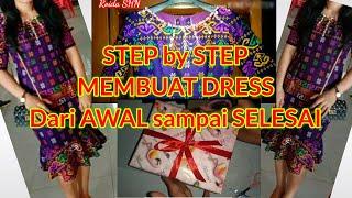 CARA MENJAHIT DRESS KOMBINASI LINGKARAN DARI AWAL SAMPAI SELESAI | How to sew a Circle Dress