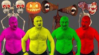 Team Hulk VS Skeleton Siren Head, Pumpkin Siren Head, Vampire Siren Head, Monster Siren Head