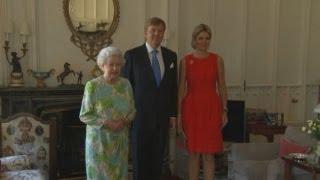 Queen Elizabeth hosts the first visit to Britain by new Dutch monarch and consort