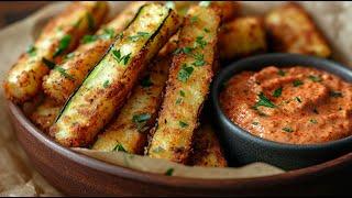  Knusprige Zucchini-Fritten mit würzigem Paprika-Dip 