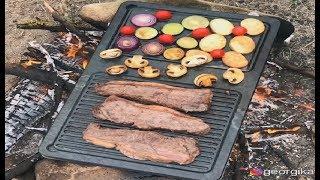 GRILLING STEAKS ON VOLCANIC STONE