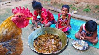 Village Famous RED COUNTRY CHICKEN Curry Eating With Rice || Tribe Cooking