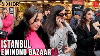 Istanbul Turkey 2024 City Center,Eminuno Bazaar Sirkeci Walking Tour 4K