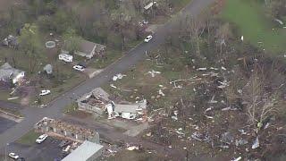 Newschopper9 flies over storm damage in Nevada, Missouri