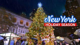 Holidays in NEW YORK Rain Walk in Manhattan ️ Walking Tour 4K