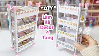 Cách làm kệ 4 tầng Decor bàn học/ DIY paper craft/ Liam Channel