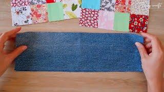  2 ideas to make beautiful items from old jeans combining scrap fabric