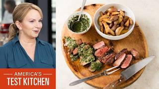 Weeknight Steakhouse Dinner: NY Strip Steaks with Crispy Potatoes | America's Test Kitchen (S24 E6)