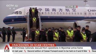 200 Chinese nationals rescued from scam centres in Myanmar arrive home