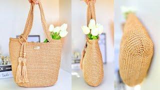 Easy Crochet Tote Bag TUTORIAL | Beach Bag or Market Bag!