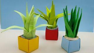 Mini Origami Pot Plant  - Cute DIY - (ALOE VERA) |Desk Decoration