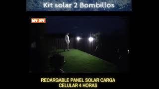 Kit Panel Solar + 2 Bombillos Recargable Portátil Liviano