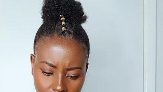 QUICK CUTE NATURAL HAIR STYLE FOR BEGINNERS #hairstyle #beginnershair #4chair #hairgrowth