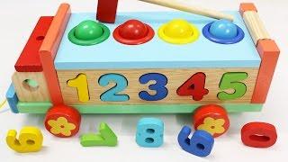 Wooden Truck Hammer Ball Toy, Number Sorting Toy