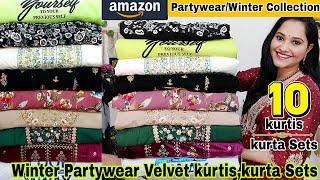 Amazon Partywear kurtis,kurti Sets HaulSTARTS Rs.445|Amazon Winter/Velvet kurtisHaulAmazon haul