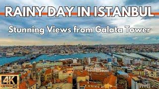 Istanbul’s Rainy Magic: Galata Tower, Istiklal Street & Taksim Square | 4K Tour