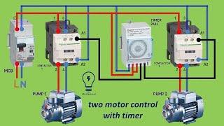 How to run two motor in 24 hour Timer Setting | Two motor starter automatic control | SRA Electrical