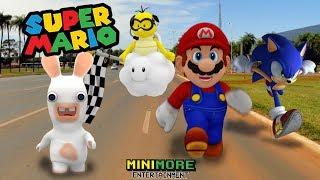 Mario vs Sonic vs Rabbid Invasion racing Super Mario | Super Mario Bros in real life 8