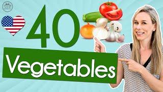 40 Common Vegetables in English | English with Jackie