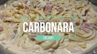 CREAMY CARBONARA PASTA / HAM AND MUSHROOM CARBONARA / WHITE SAUCE PASTA / HOW TO MAKE CARBONARA