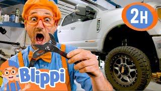 Big Day Out at the Garage with Cars, Trucks, Vehicles and Tools! | 2 HOURS OF BLIPPI TOYS!