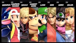 Greninja VS Pokémon Trainer VS Shulk VS Donkey Kong VS Luigi VS Ken VS Hero VS Zelda Smash Ultimate