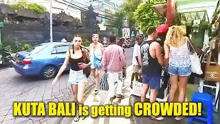 KUTA BALI NOW!! Jalan Pantai Kuta is Getting Crowded!! Walking Tour Gideon