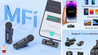 BOYA BY-V3 Wireless Lavalier Lapel Microphone Noise-cancelling iPhone Android Camera Live Streaming