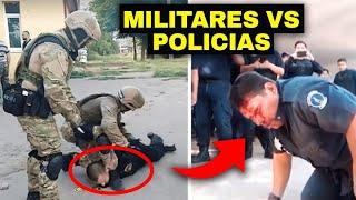 Militares le dan una BRUTAL G0LPIZA a un P0LICl4 (termina humillado)