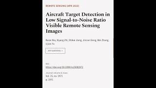 Aircraft Target Detection in Low Signal-to-Noise Ratio Visible Remote Sensing Images | RTCL.TV