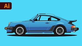 Adobe Illustrator Tutorial - Create Vector Porsche 911 from Photo (HD)