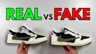 REAL VS FAKE! NIKE X TRAVIS SCOTT AIR JORDAN 1 OLIVE SNEAKER COMPARISON!