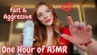 One hour of Fast & Aggressive ASMR (mouth sounds, visuals, tapping, personal attention) *rambles*