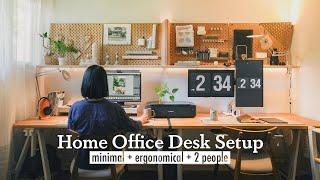 Home office desk setup & upgrade! Minimal, aesthetic, functional office for 2 people