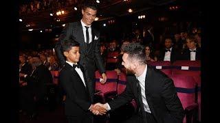 Cristiano Ronaldo tells his son to Greet His Idol Lionel Messi in Ballon D'or Ceremony