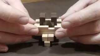 Wooden 3D Cross Puzzle, Solution Video, 12 pieces