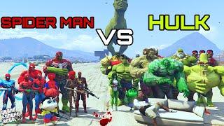 Team Spiderman Vs Team Hulk In GTA 5