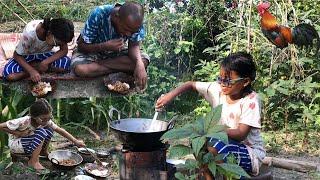 Village Famous Red Country Chicken Curry Eating With Rice || Little Girl Cooking Chicken Curry