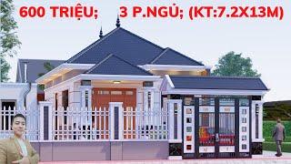 Nhà cấp 4 Mái Nhật 600 Triệu, 3 Phòng Ngủ, Kích Thước 7.2x13m Năm 2022 | Nhà Đẹp Bách Hợp