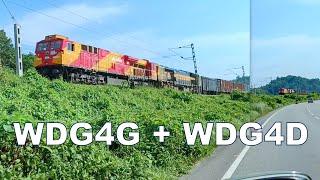 GE + EMD | WDG4G Chugging with Dead WDG4D | Abhinav LHB | Indian Railways | NFR