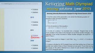 Kettering University Math Olympiad missing solutions