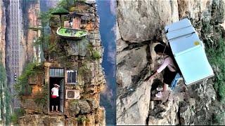 Amazing! People living on the cliff | The most dangerous cliff village life | China rural life