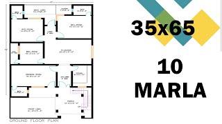 10 Marla || 35x65 House Plan ||10 Marla Ghar ka Naksha  -Plan#149