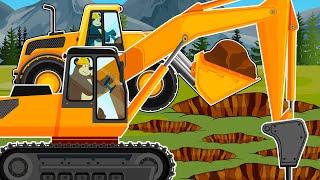 The Bear Construction: Road smoothing and repair - Dump Truck, Wheeled crane, Scoop Truck