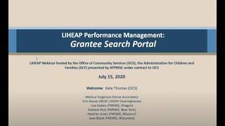 LIHEAP Performance Management Webinar - Grantee Search Portal