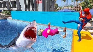 Scary Teacher 3d - Miss'T Attacked By Shark - Spiderman Revenge in the Port - Game Animation