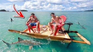 We Built a Homemade Raft in SHARK Infested Waters!? (Home Depot Budget Challenge)