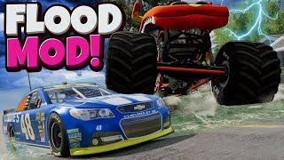 I Used a Monster Truck & NASCAR to Escape an EXTREME FLOOD MOD in BeamNG Drive!