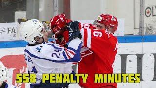 BRUTAL RUSSIAN HOCKEY 558 MINUTES OF PENALTY 2 MASS FIGHTS