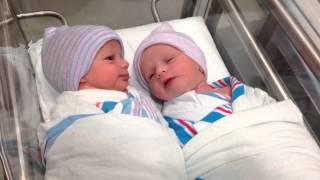 Newborn one hour old twins have first conversation